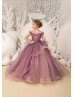 Beaded Purple Tulle Floor Length Horsehair Hem Flower Girl Dress Beaded Purple Tulle Floor Length Horsehair Hem Flower Girl Dress